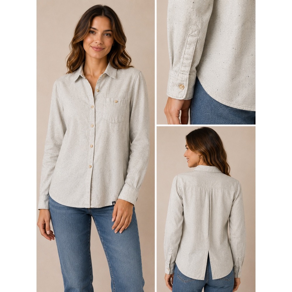 The North Face Womens Flannel Shirt Vintage White‎ Speckled NF0A37NY Large NEW